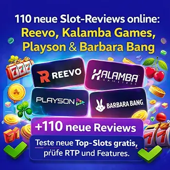 110 neue Slot-Reviews online: Reevo, Kalamba Games, Playson & Barbara Bang
